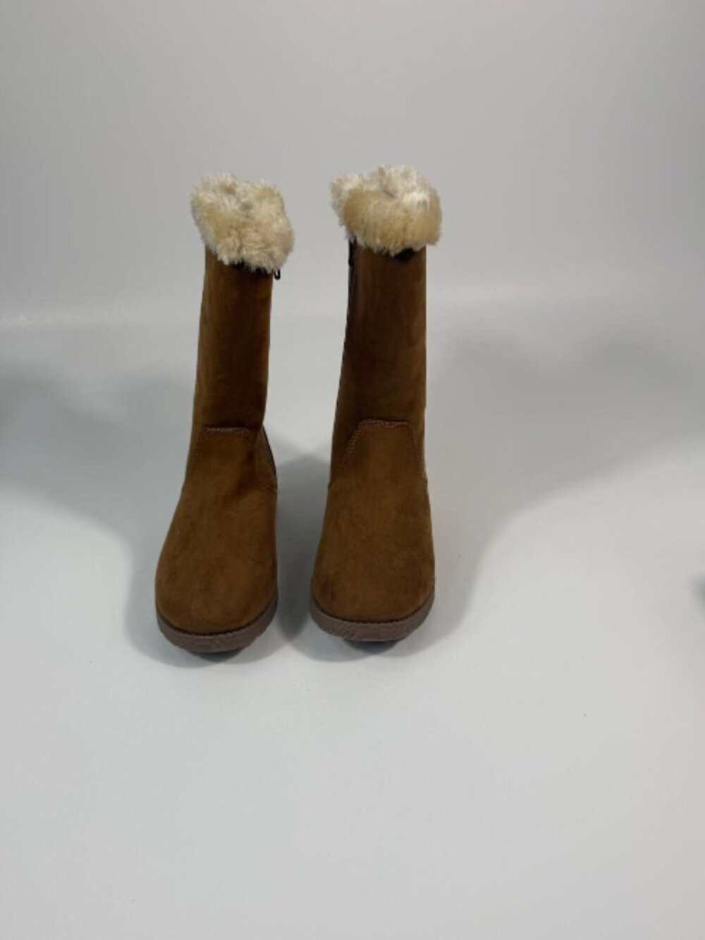 Girls' Nina Zipper Winter Shearling Style Boots - Cat & Jack Cognac 2